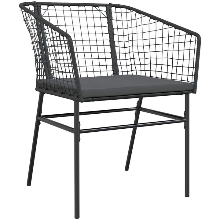 Matgrupp för trädgård med dynor 9 delar svart polyrotting glas vidaXL 200 x 100 x 74 cm – bild 4