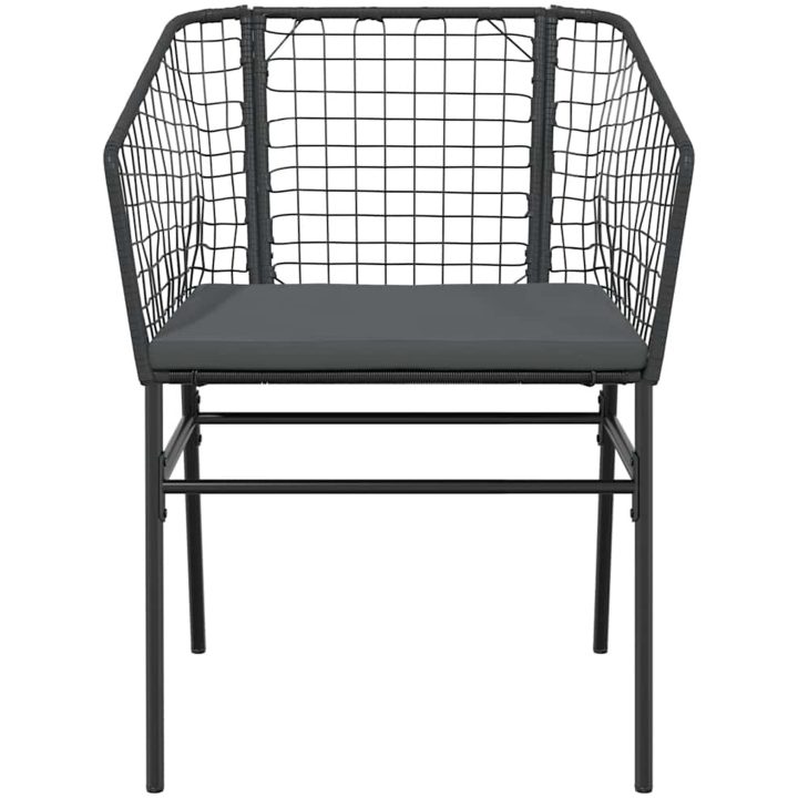 Matgrupp för trädgård med dynor 9 delar svart polyrotting glas vidaXL 200 x 100 x 74 cm – bild 6