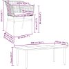 Matgrupp för trädgård med dynor 9 delar svart polyrotting glas vidaXL 200 x 100 x 74 cm – miniatyr 10