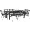 Matgrupp för trädgård med dynor 9 delar svart polyrotting glas vidaXL 200 x 100 x 74 cm – miniatyr 1