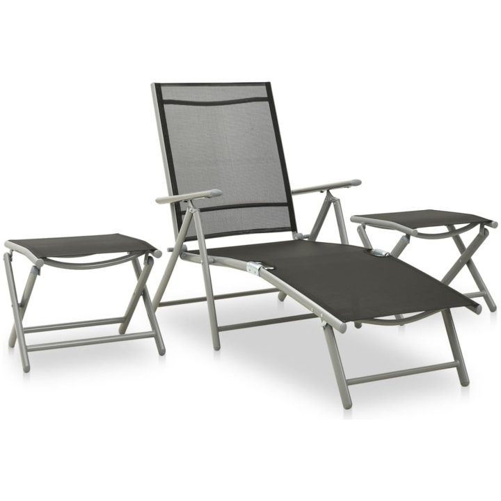 Matgrupp för trädgården 10 delar silver och svart vidaXL – bild 4