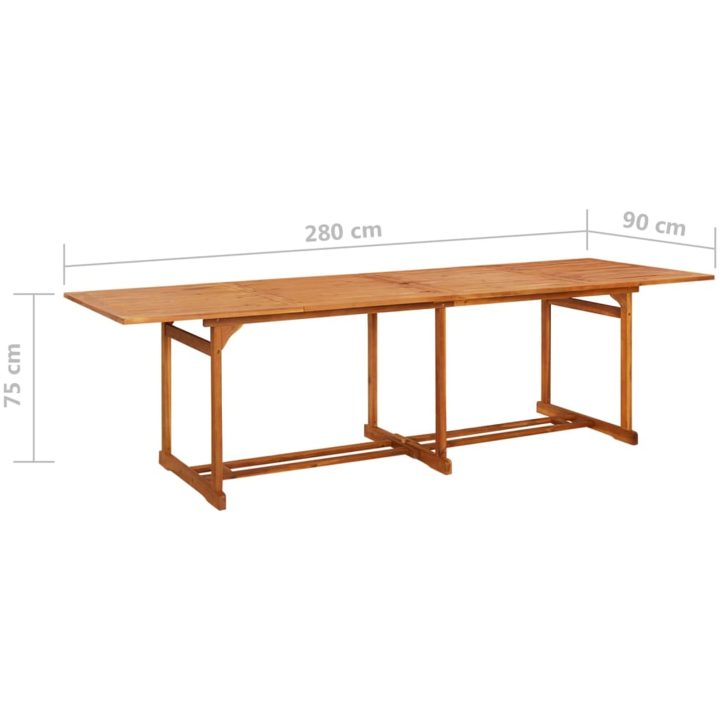 Matgrupp för trädgården 11 delar 280x90x75 cm massivt akaciaträ vidaXL – bild 12