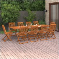 Matgrupp för trädgården 11 delar 280x90x75 cm massivt akaciaträ vidaXL