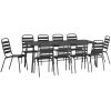 Matgrupp för trädgården 11 delar antracit stål vidaXL 200 cm table length – miniatyr 3