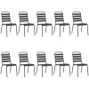 Matgrupp för trädgården 11 delar antracit stål vidaXL 200 cm table length – miniatyr 4