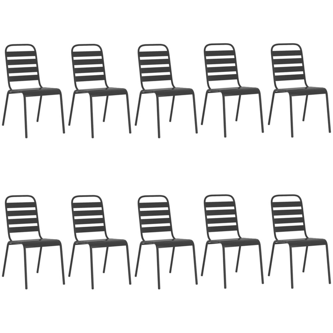 Matgrupp för trädgården 11 delar antracit stål vidaXL 200 cm table length – bild 4