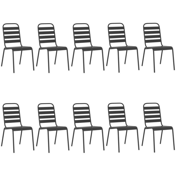 Matgrupp för trädgården 11 delar antracit stål vidaXL 200 cm table length – bild 4