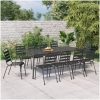 Matgrupp för trädgården 11 delar antracit stål vidaXL 200 cm table length – miniatyr 1