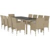 Matgrupp för trädgården 11 delar konstrotting beige vidaXL 250 cm bordslängd – miniatyr 3