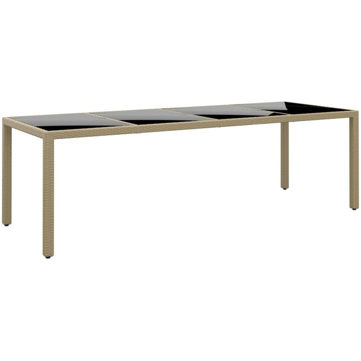 Matgrupp för trädgården 11 delar konstrotting beige vidaXL 250 cm bordslängd – bild 6