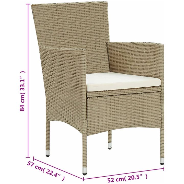Matgrupp för trädgården 11 delar konstrotting beige vidaXL 250 cm bordslängd – bild 8