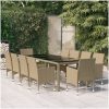 Matgrupp för trädgården 11 delar konstrotting beige vidaXL 250 cm bordslängd – miniatyr 1