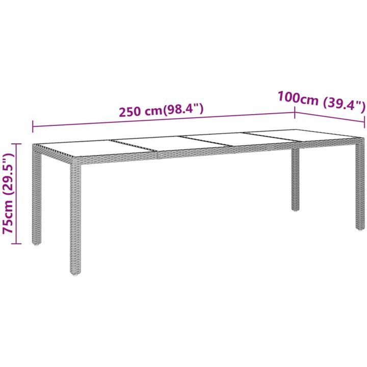 Matgrupp för trädgården 11 delar konstrottning grå vidaXL 250 cm bordslängd – bild 9