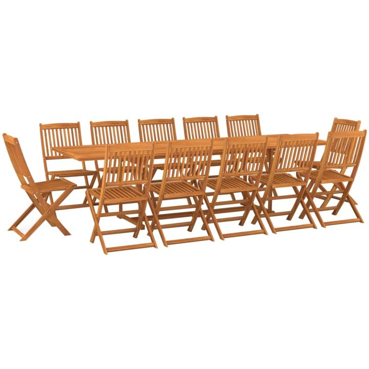 Matgrupp för trädgården 13 delar 280x90x75 cm massivt akaciaträ vidaXL – bild 2