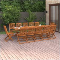 Matgrupp för trädgården 13 delar 280x90x75 cm massivt akaciaträ vidaXL