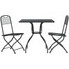 Matgrupp för trädgården 3 delar antracit metallnät vidaXL 80 cm table length – miniatyr 2