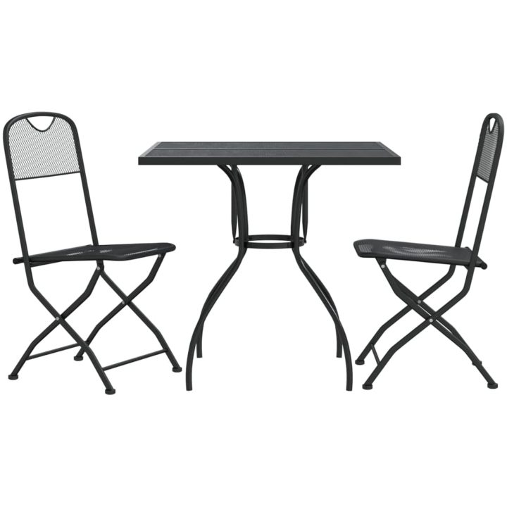 Matgrupp för trädgården 3 delar antracit metallnät vidaXL 80 cm table length – bild 2