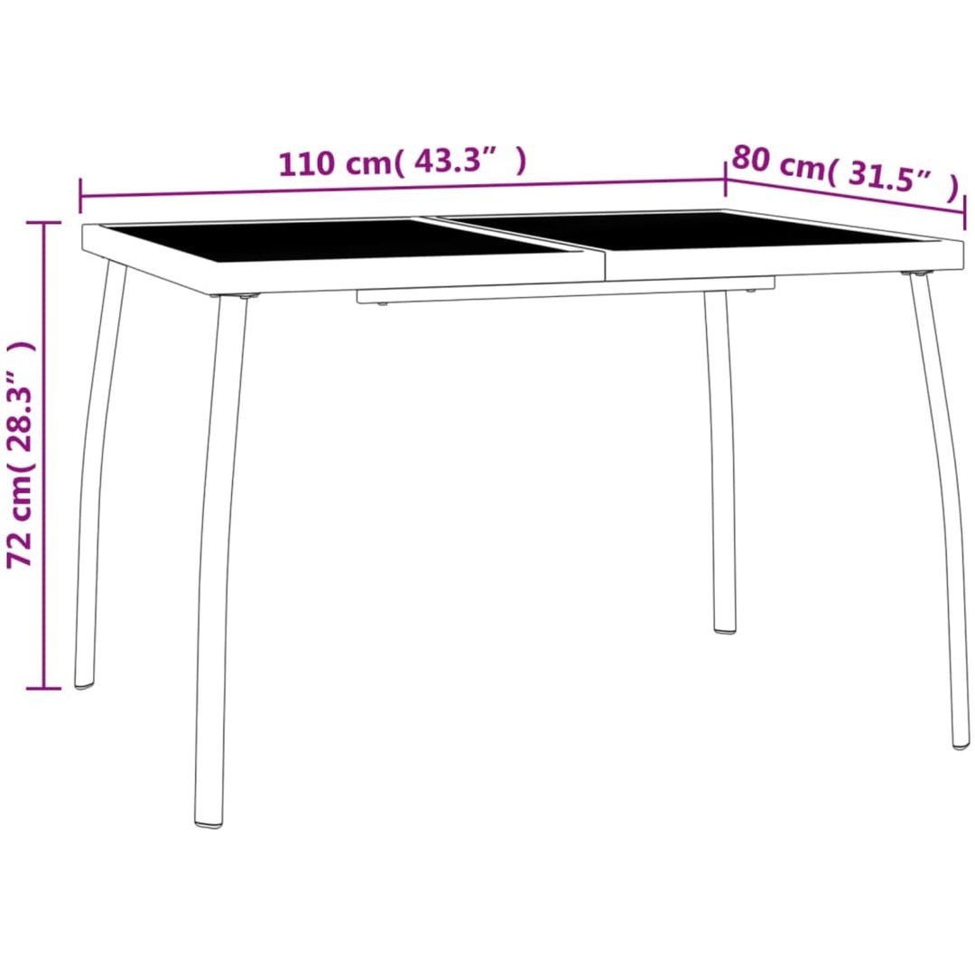 Matgrupp för trädgården 3 delar antracit stål vidaXL 110 cm table length – bild 11