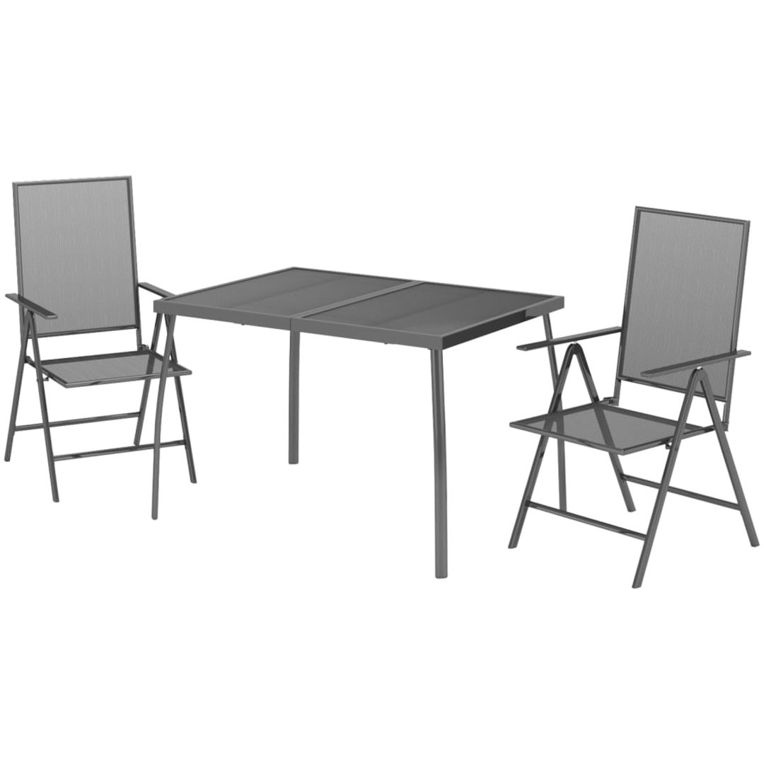 Matgrupp för trädgården 3 delar antracit stål vidaXL 110 cm table length – bild 3