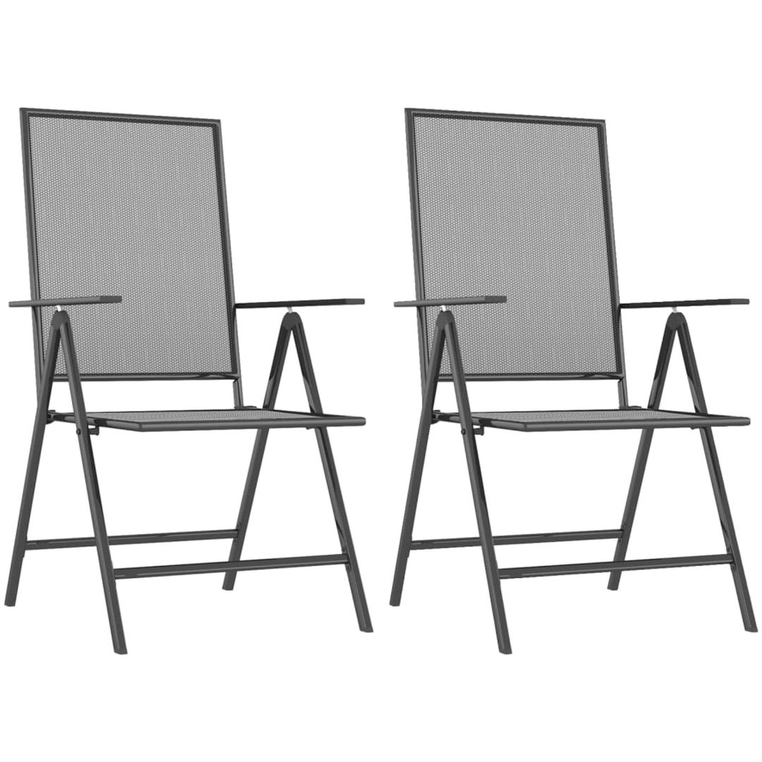 Matgrupp för trädgården 3 delar antracit stål vidaXL 110 cm table length – bild 4