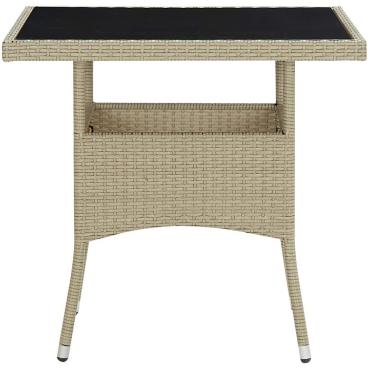 Matgrupp för trädgården 3 delar beige konstrotting och glas vidaXL – bild 3
