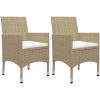 Matgrupp för trädgården 3 delar beige konstrotting och glas vidaXL – miniatyr 6