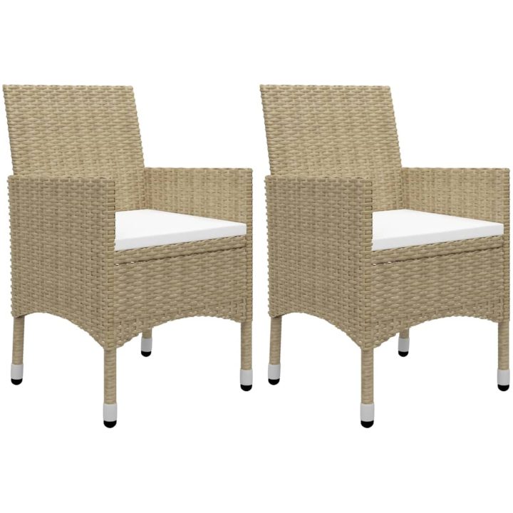 Matgrupp för trädgården 3 delar beige konstrotting och glas vidaXL – bild 6