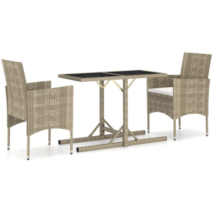 Matgrupp för trädgården 3 delar beige vidaXL – bild 2