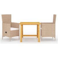 Matgrupp för trädgården 3 delar beige vidaXL
