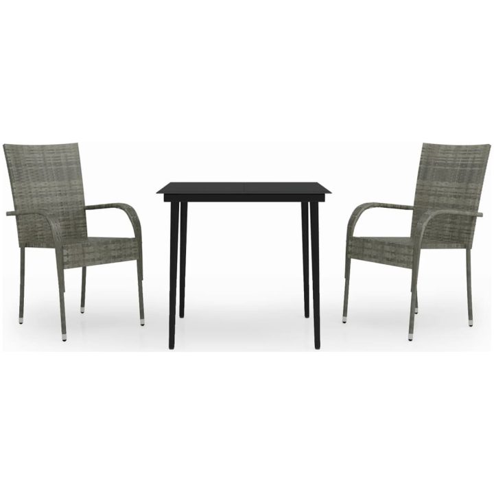 Matgrupp för trädgården 3 delar brun och svart vidaXL 80 cm table length – bild 2