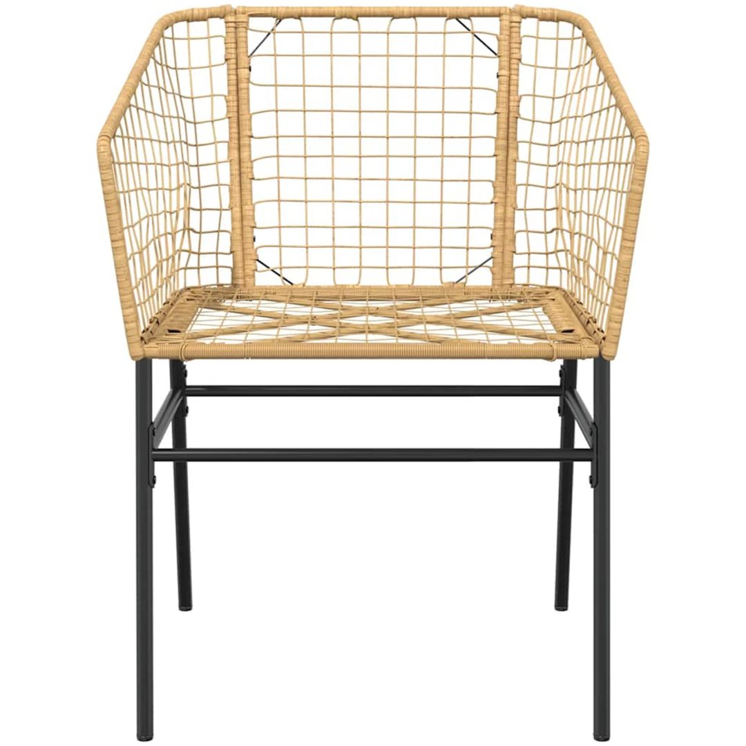 Matgrupp för trädgården 3 delar brun polyrotting glas vidaXL 80 x 80 x 74 cm – bild 5