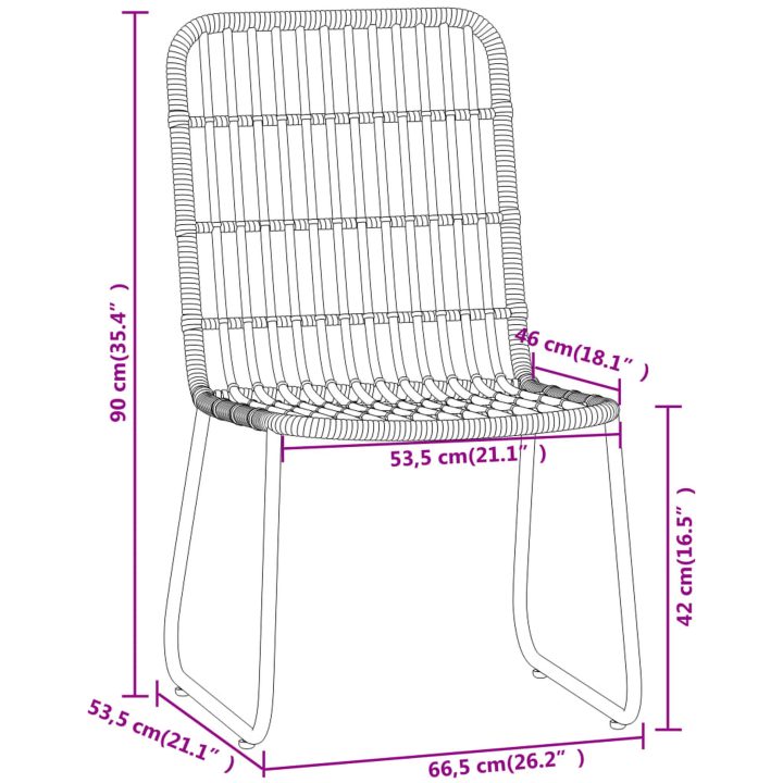 Matgrupp för trädgården 3 delar ek vidaXL 80 cm table length – bild 7