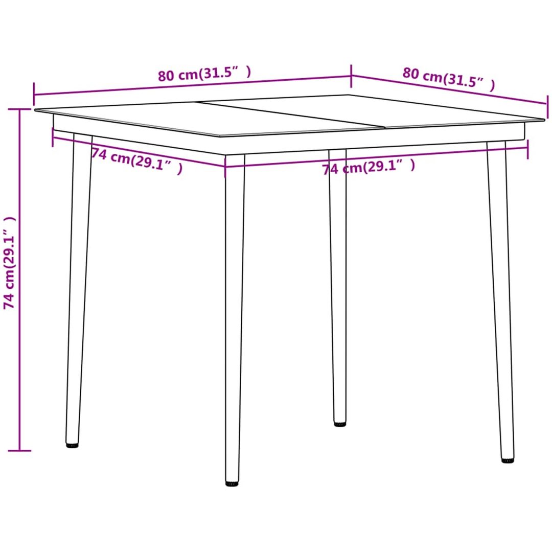 Matgrupp för trädgården 3 delar ek vidaXL 80 cm table length – bild 8
