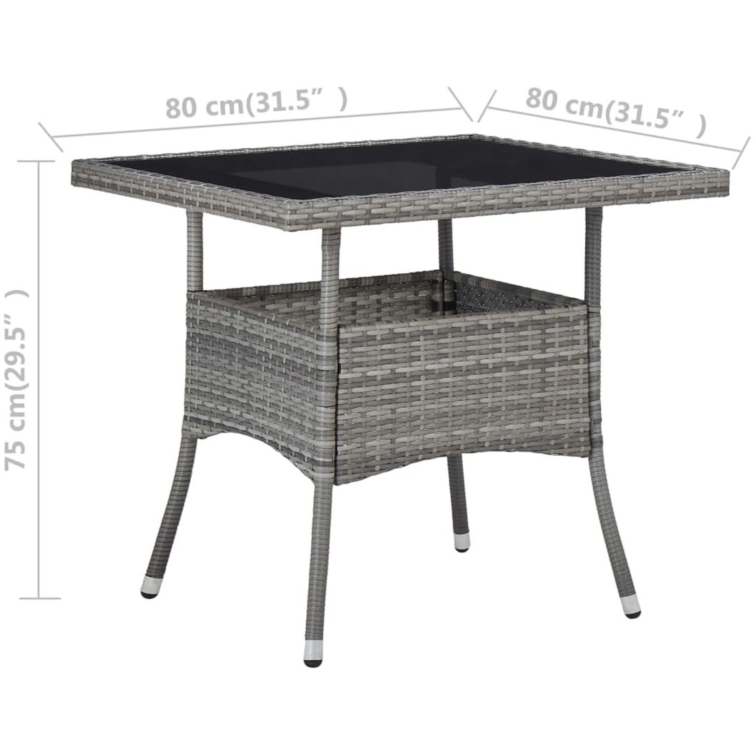 Matgrupp för trädgården 3 delar grå konstrotting och glas vidaXL – bild 12