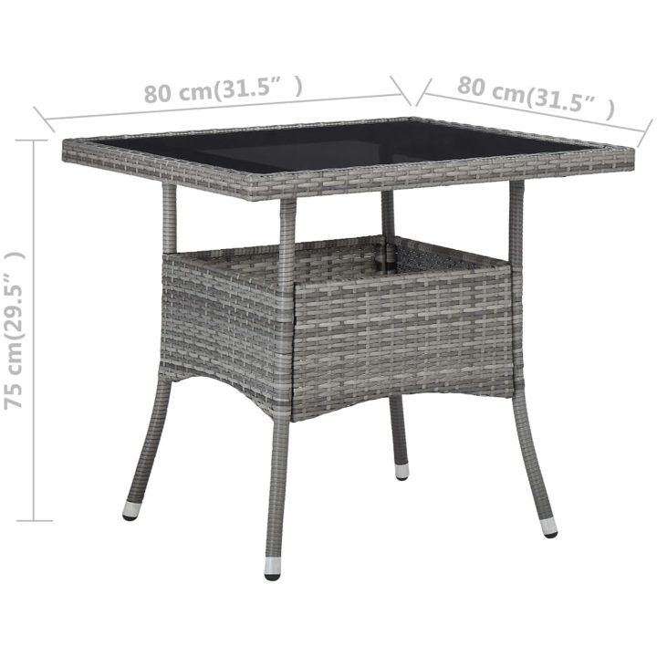 Matgrupp för trädgården 3 delar grå konstrotting och glas vidaXL – bild 12