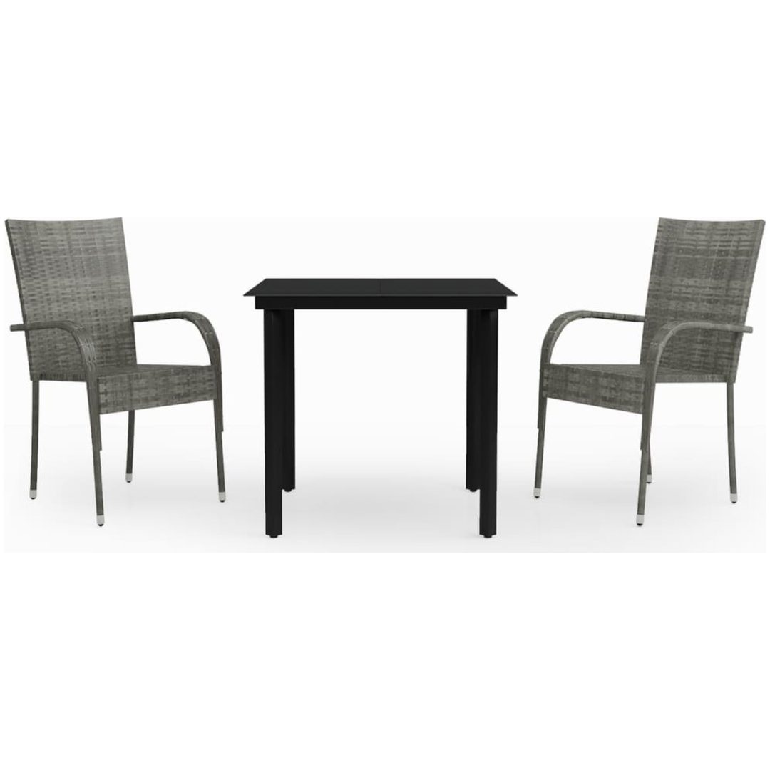 Matgrupp för trädgården 3 delar grå och svart vidaXL 80 cm table length – bild 2