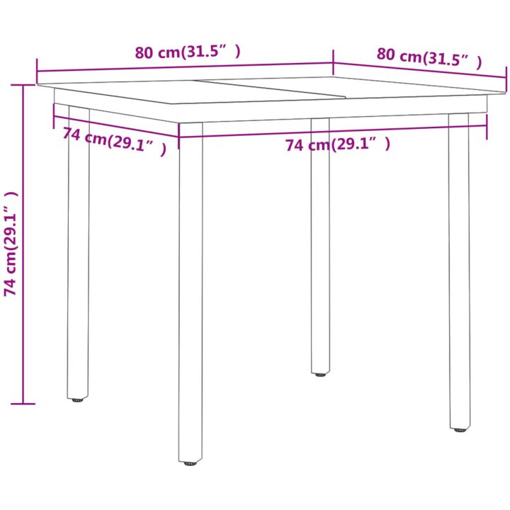 Matgrupp för trädgården 3 delar grå och svart vidaXL 80 cm table length – bild 7