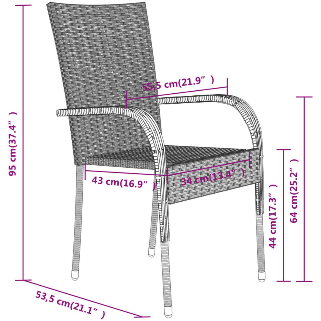 Matgrupp för trädgården 3 delar grå och svart vidaXL 80 cm table length – bild 8