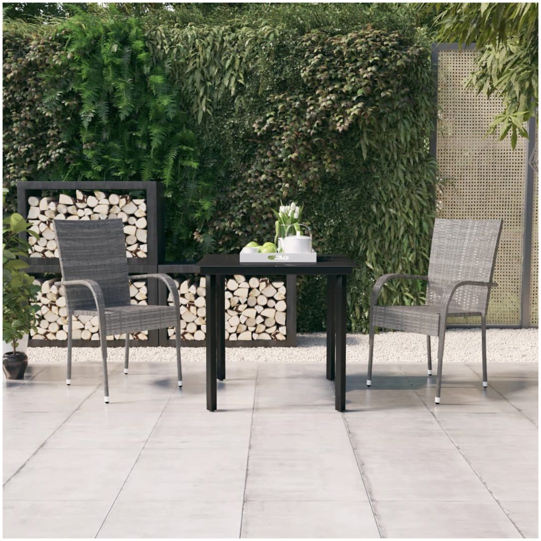 Matgrupp för trädgården 3 delar grå och svart vidaXL 80 cm table length
