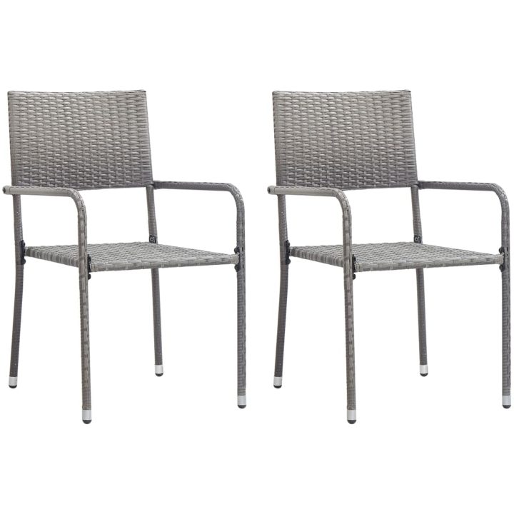 Matgrupp för trädgården 3 delar konstrotting antracit och grå vidaXL 80 cm table length – bild 3