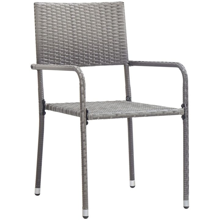 Matgrupp för trädgården 3 delar konstrotting antracit och grå vidaXL 80 cm table length – bild 4