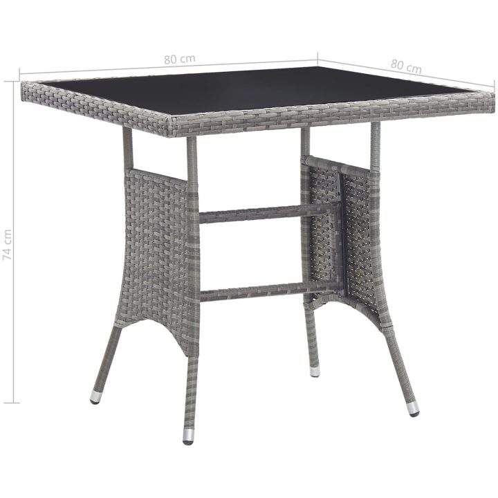 Matgrupp för trädgården 3 delar konstrotting antracit och grå vidaXL 80 cm table length – bild 10