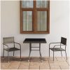 Matgrupp för trädgården 3 delar konstrotting antracit och grå vidaXL 80 cm table length – miniatyr 1