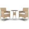 Matgrupp för trädgården 3 delar konstrotting beige vidaXL – miniatyr 2