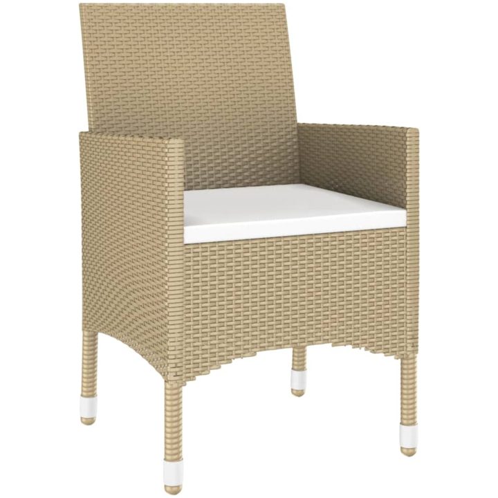 Matgrupp för trädgården 3 delar konstrotting beige vidaXL – bild 5