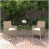 Matgrupp för trädgården 3 delar konstrotting beige vidaXL – miniatyr 1