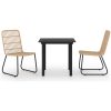 Matgrupp för trädgården 3 delar konstrotting och glas vidaXL 80 cm table length – miniatyr 2