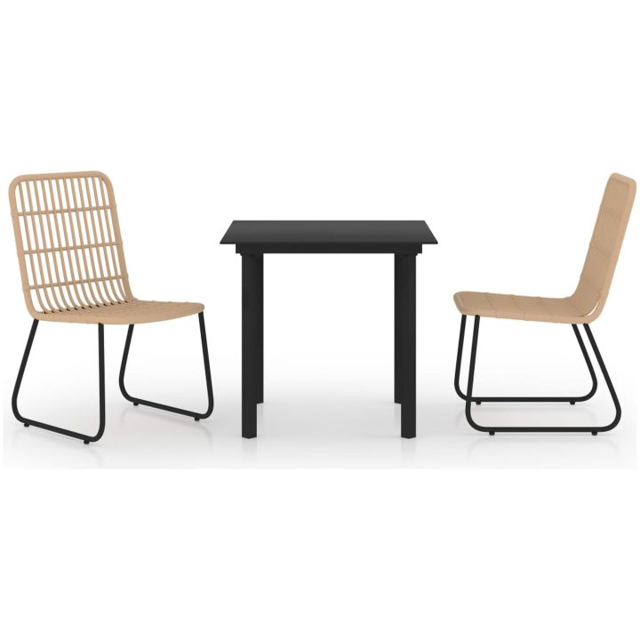 Matgrupp för trädgården 3 delar konstrotting och glas vidaXL 80 cm table length – bild 2