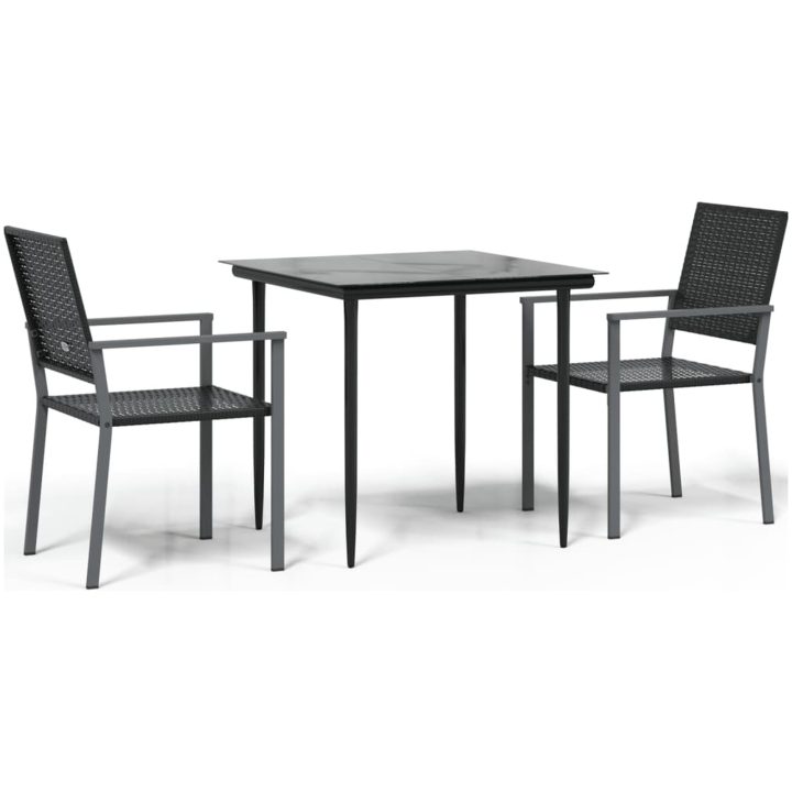 Matgrupp för trädgården 3 delar konstrotting & stål vidaXL 80 cm table length – bild 2