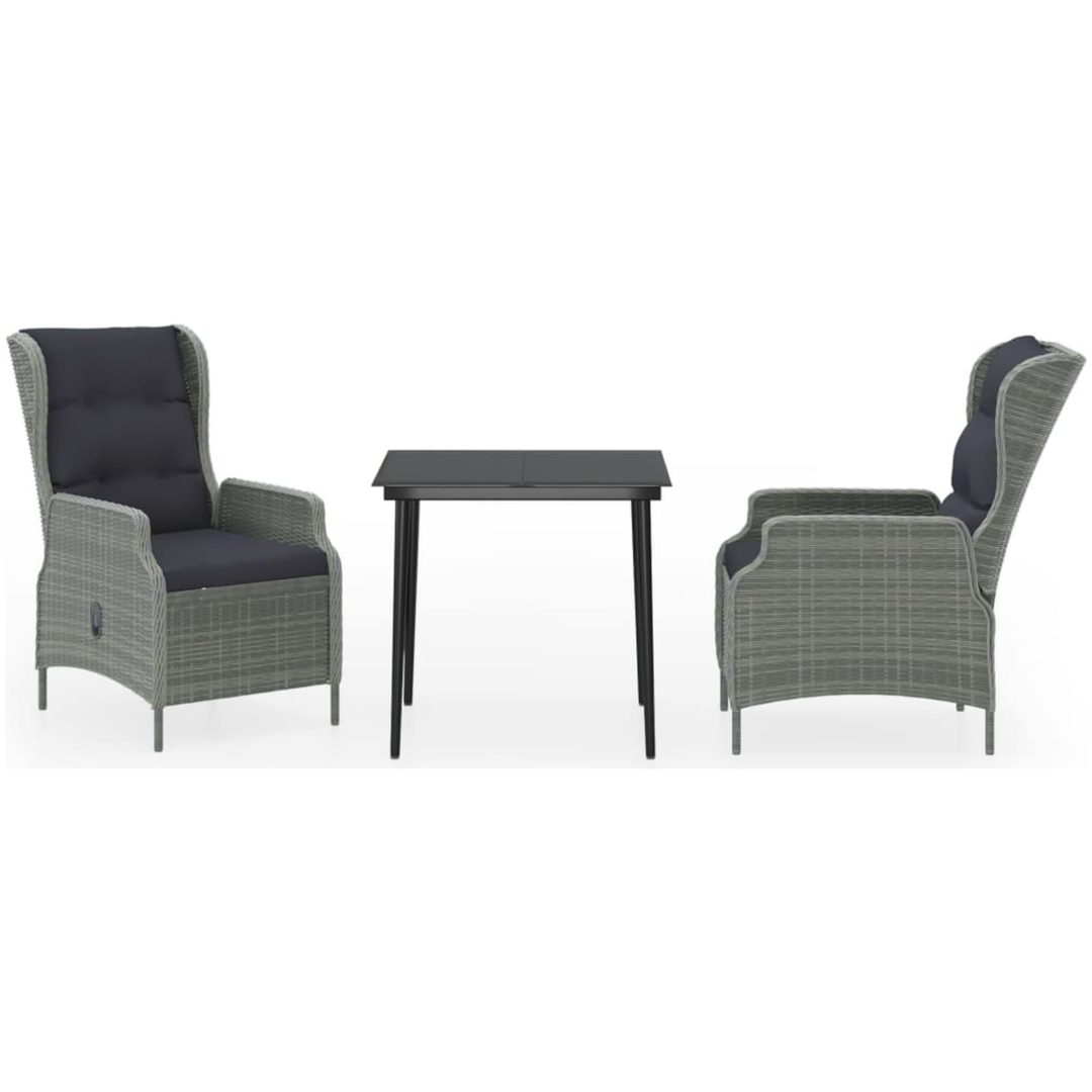 Matgrupp för trädgården 3 delar ljusgrå vidaXL 80 cm table length – bild 2